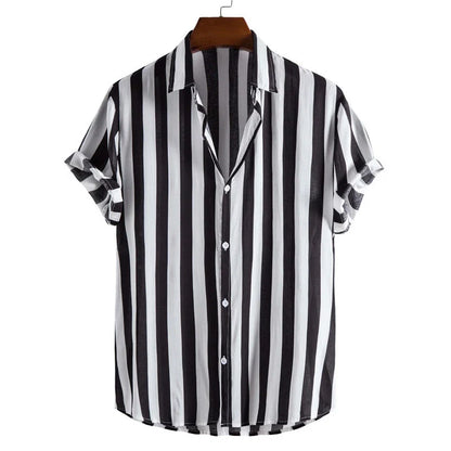Men's Stripe Button-Up Cotton Shirt