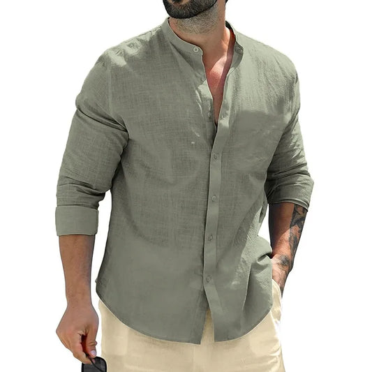 Men's Henley Shirt Breathable
