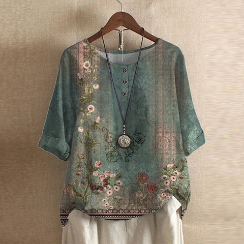 Women's Short Sleeve Blouse Cotton Button Front