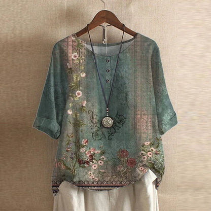 Women's Short Sleeve Blouse Cotton Button Front