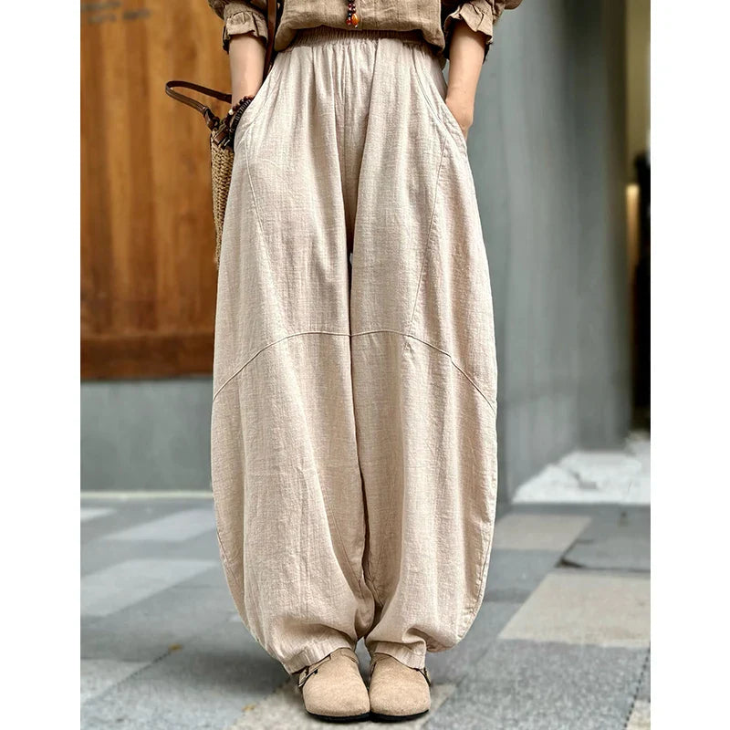 Women's Cotton Linen Wide Leg Pants
