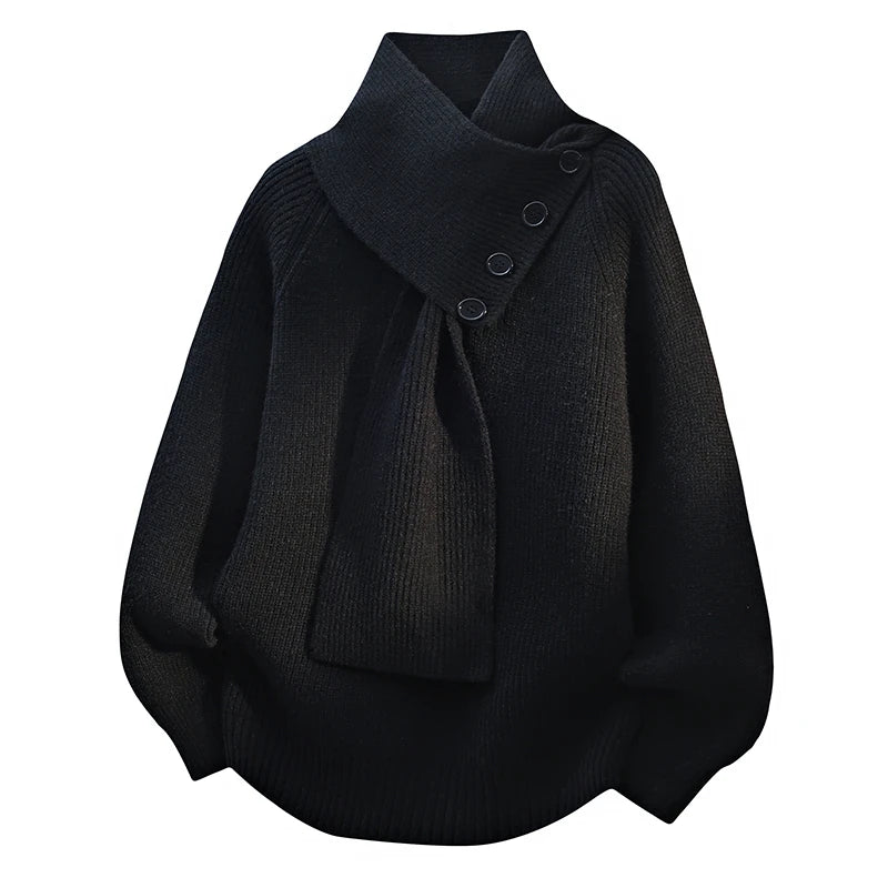 Women's Sweater Soft Scarf Neck Design