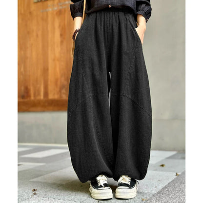 Women's Cotton Linen Wide Leg Pants