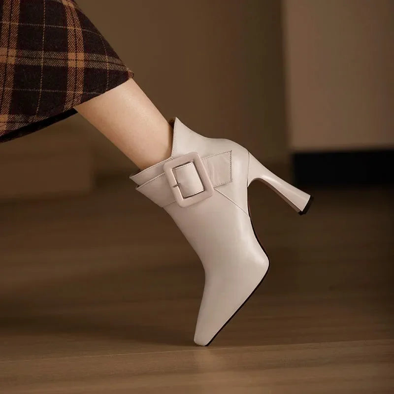 Women's Ankle Boots Pointed Heel Buckle Strap