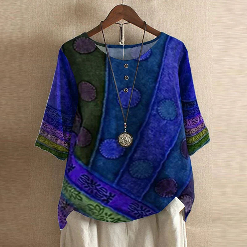 Women's Short Sleeve Blouse Cotton Button Front