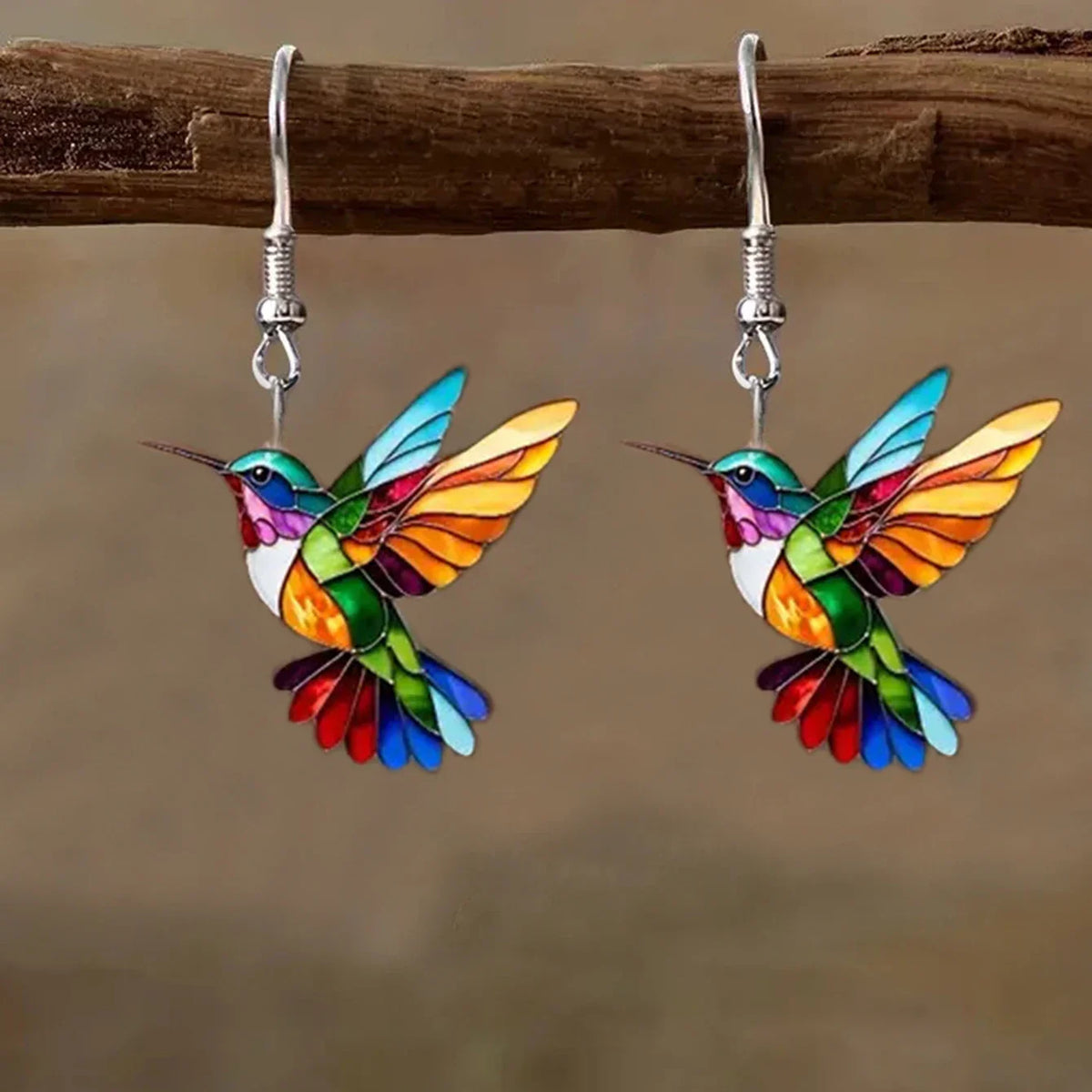 Hummingbird Glass Drop Earrings