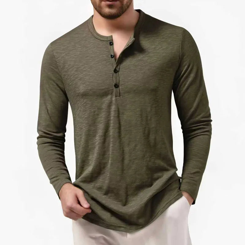 Vivana Women's Long Sleeve Henley Cotton Shirt