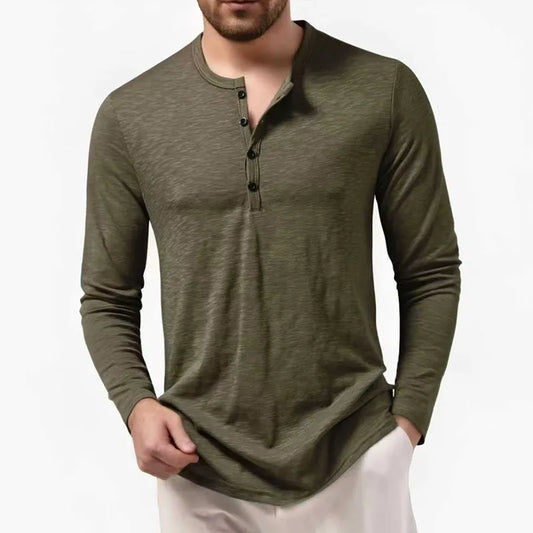 Vivana Women's Long Sleeve Henley Cotton Shirt