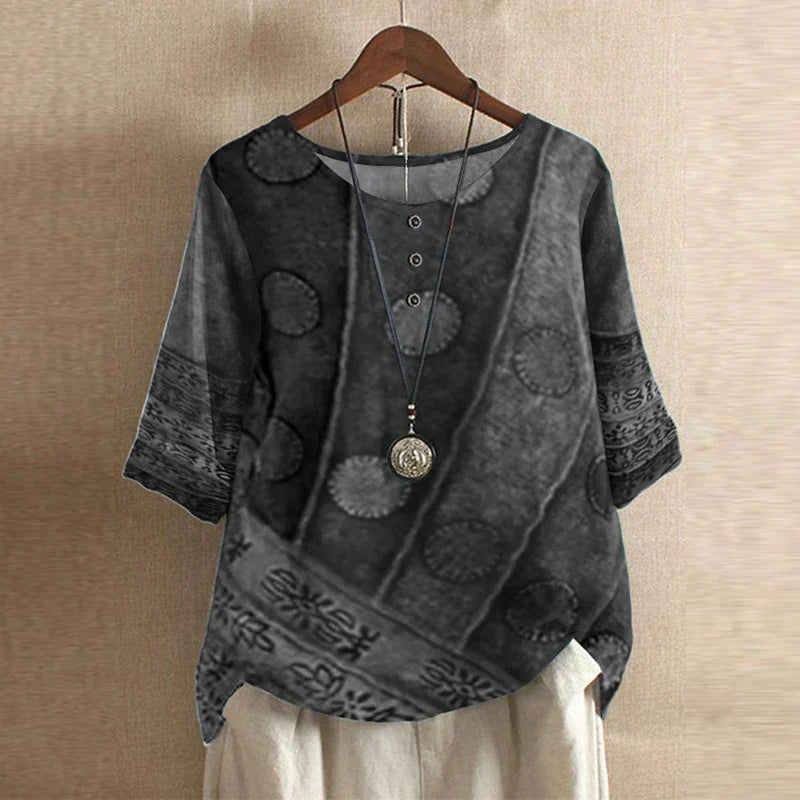 Women's Short Sleeve Blouse Cotton Button Front