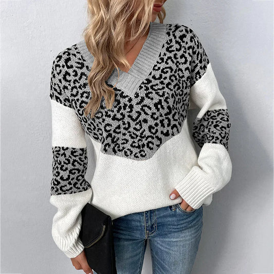 Women's V Neck Sweater Patterned
