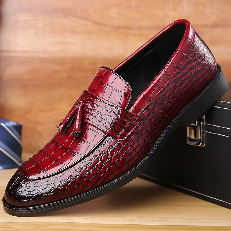 Men's Slip-On Dress Shoes Leather Black