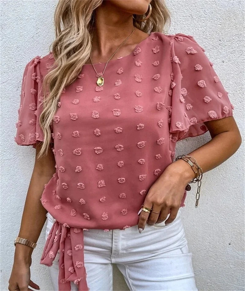 Women's Floral Blouse Tie Waist