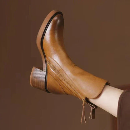 Women's Ankle Boots Zipper Block Heel Design