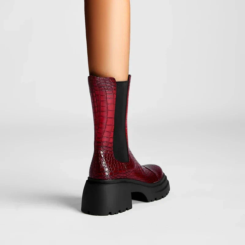 Women's Textured Boots Elastic Panel Style