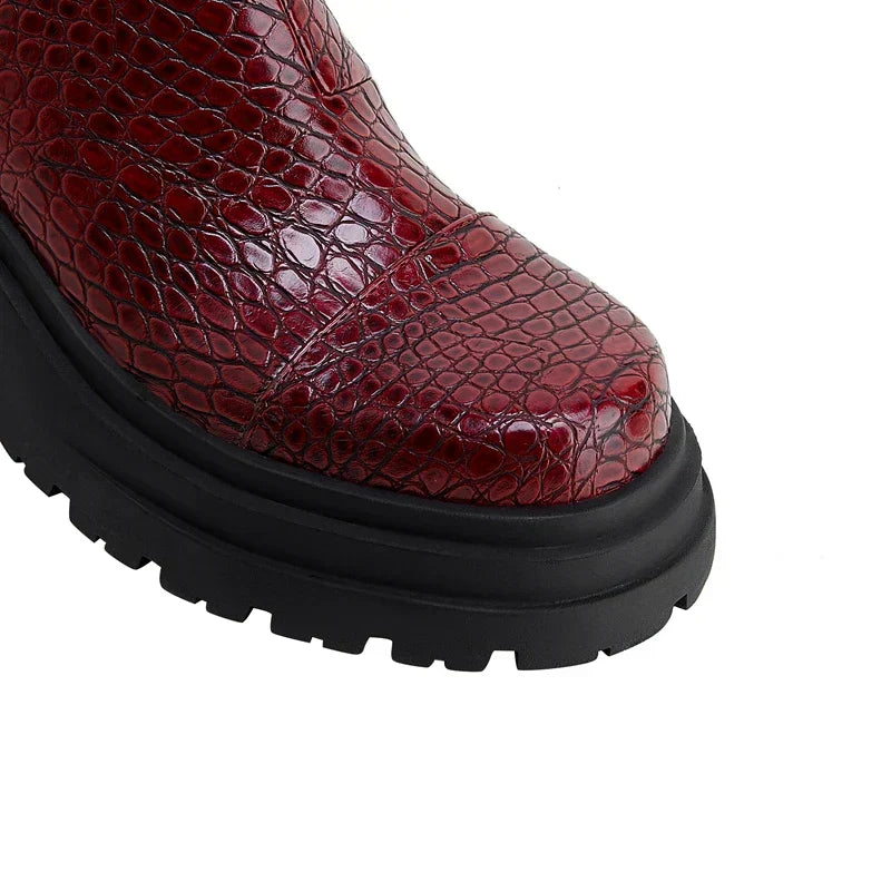 Women's Textured Boots Elastic Panel Style