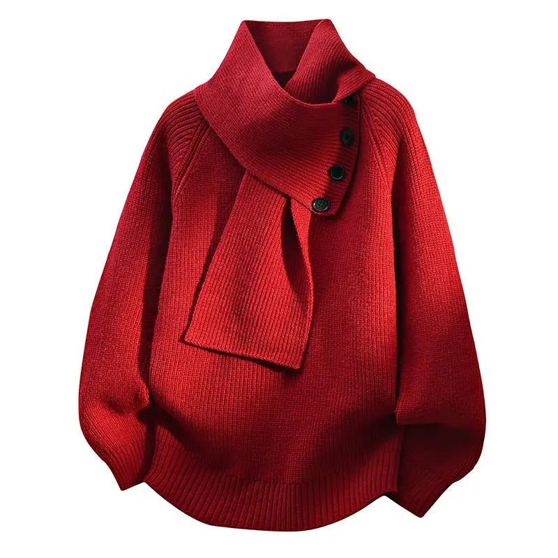 Women's Sweater Soft Scarf Neck Design