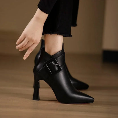 Women's Ankle Boots Pointed Heel Buckle Strap