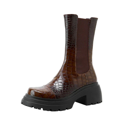Women's Textured Boots Elastic Panel Style