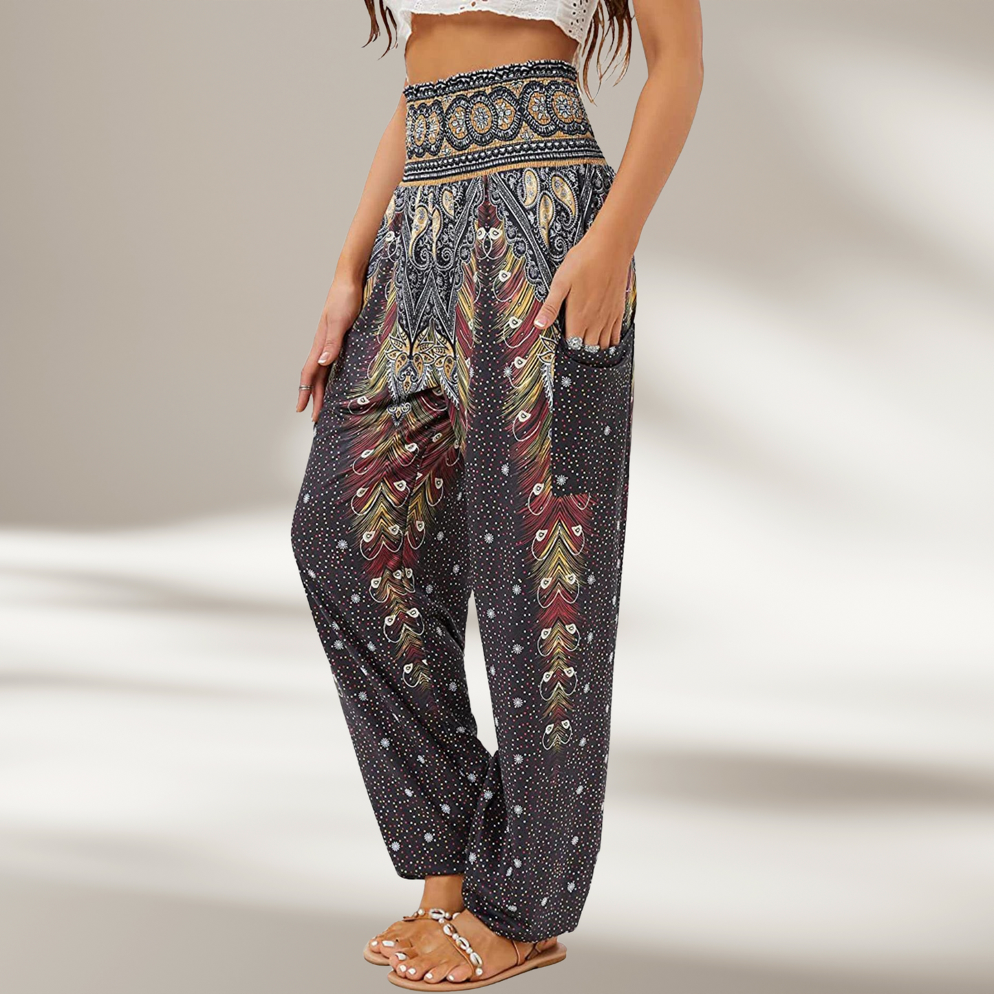Women's High-Waisted Harem Pants Bohemian Print