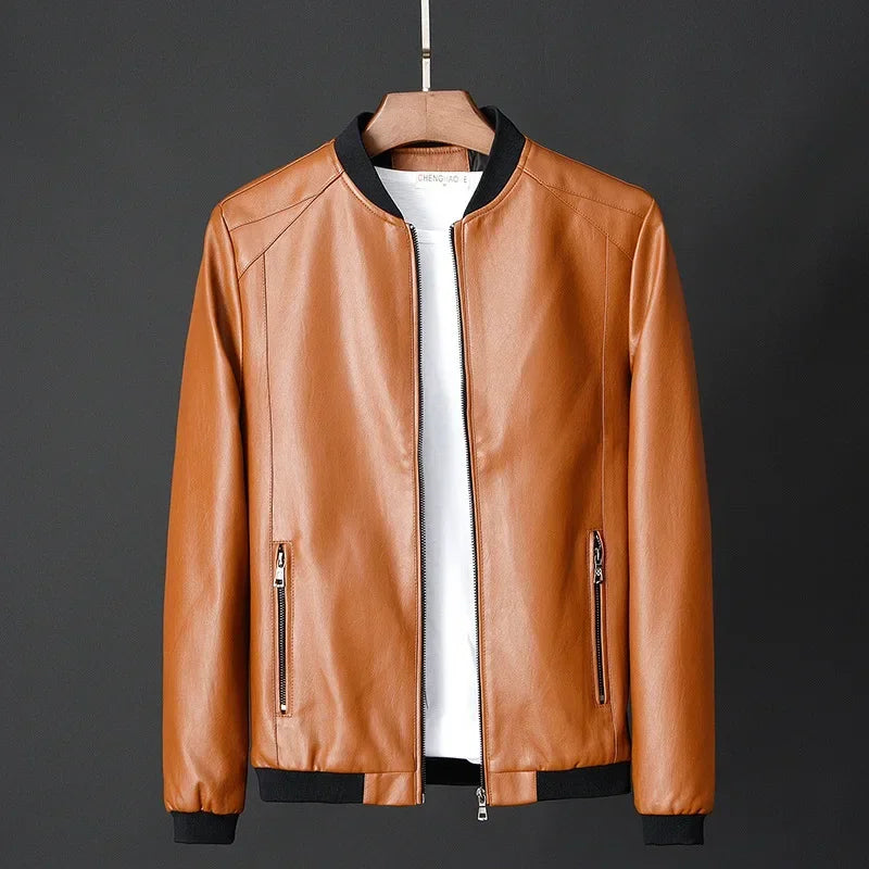 Men's Leather Bomber Jacket