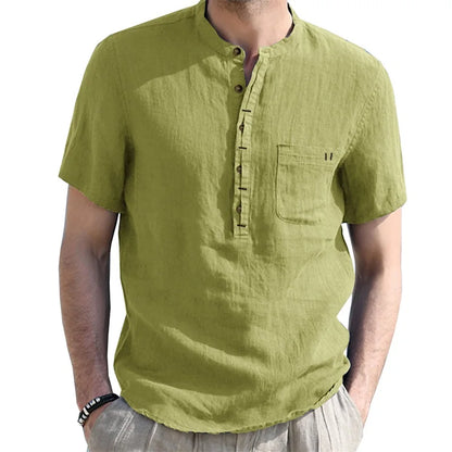 Men's Linen Henley Shirt