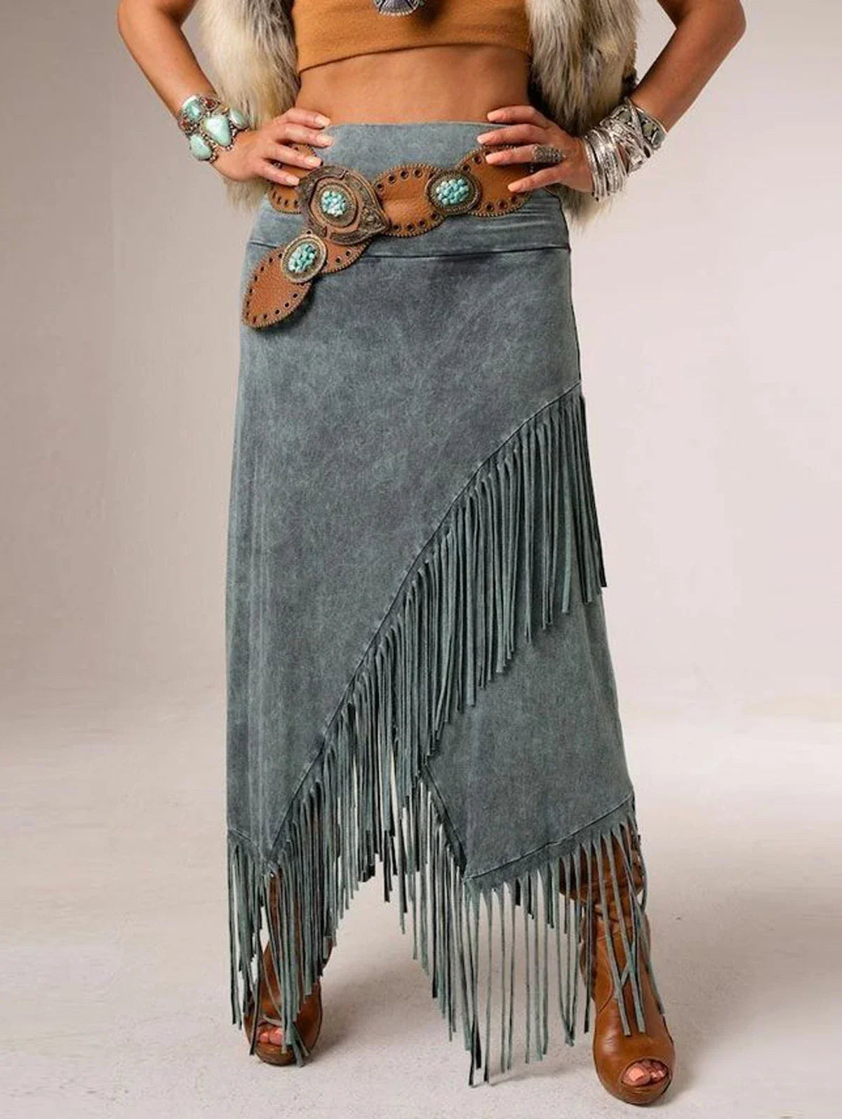 Women's Fringe Maxi Skirt