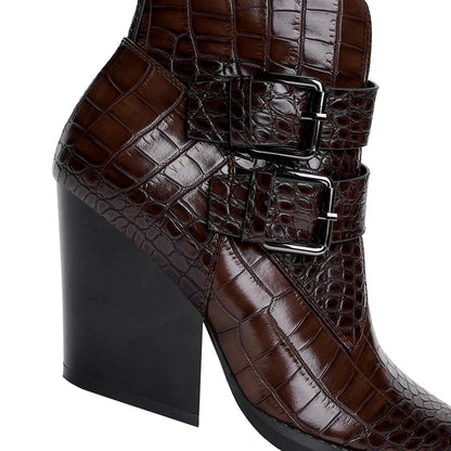 Women's Buckle Ankle Boots Textured Upper