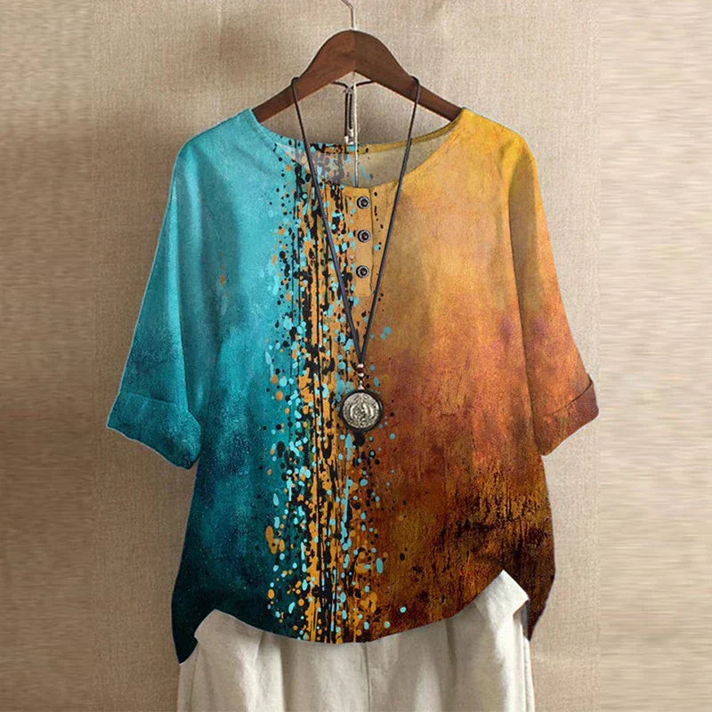 Women's Short Sleeve Blouse Cotton Button Front