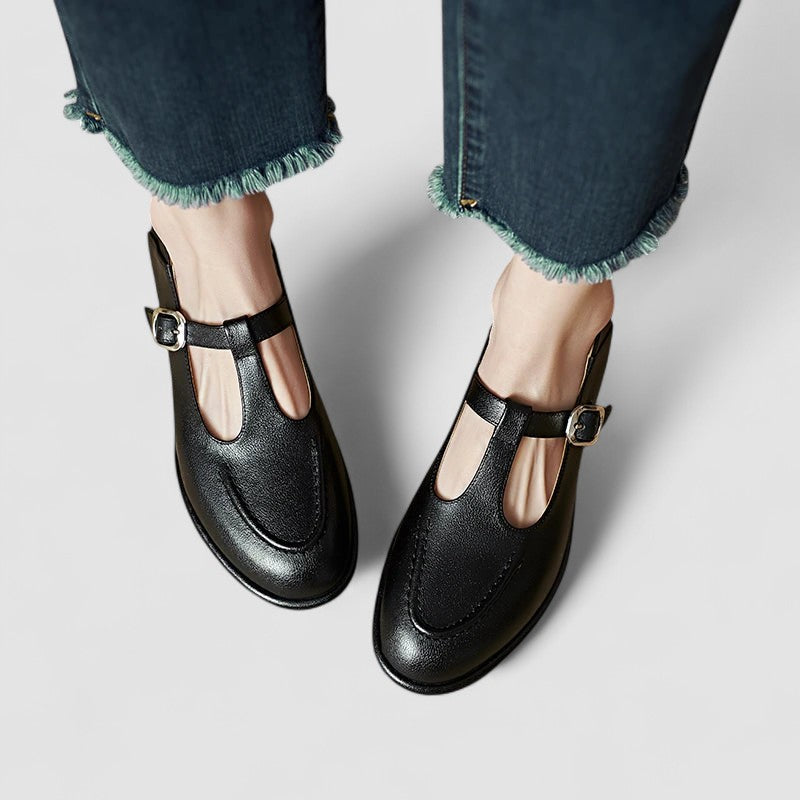 Women's Low Heel Mary Jane Shoes Buckle Strap