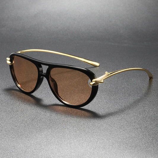 Nodelle Aviator Sunglasses Men's Polarized Brown