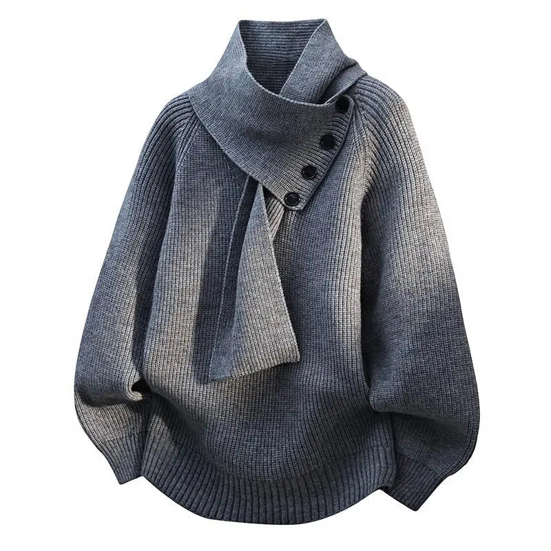 Women's Sweater Soft Scarf Neck Design