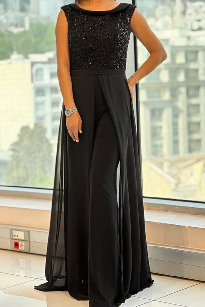 Women's Wide Leg Jumpsuit Skirt Overlay Pants