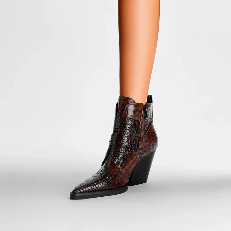 Women's Buckle Ankle Boots Textured Upper