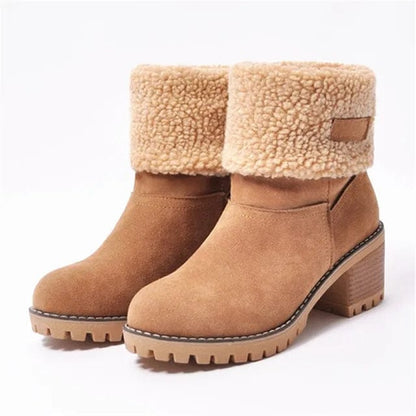 Women's Mid Calf Boots Block Heel Lug Sole