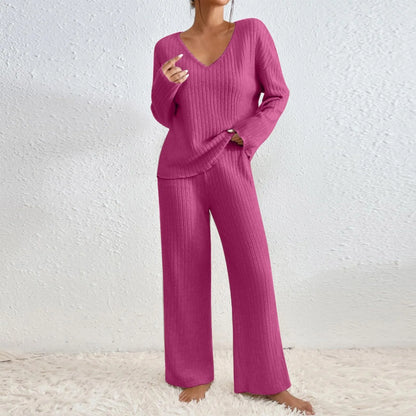 Women's V-Neck Knit Two-Piece Set