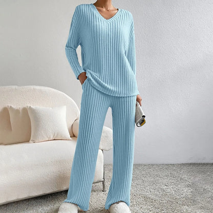 Women's V-Neck Knit Two-Piece Set