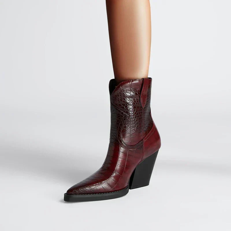 Women's Ankle Boots Croc Embossed