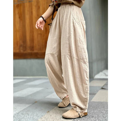 Women's Cotton Linen Wide Leg Pants