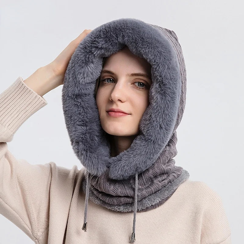 "Polar Embrace" Knitted Hood Caliboot