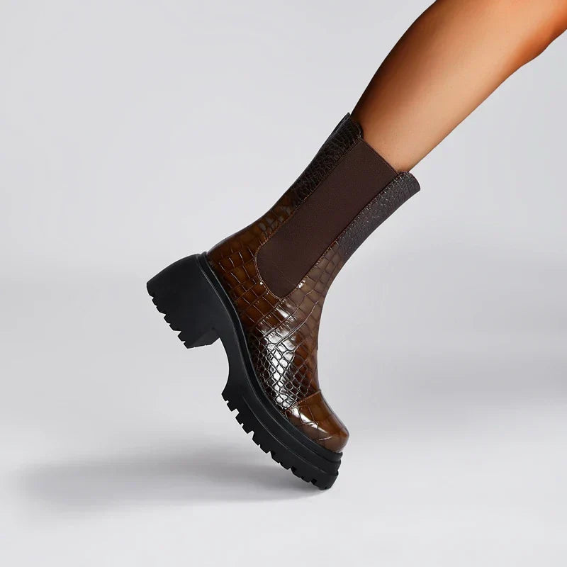 Women's Textured Boots Elastic Panel Style