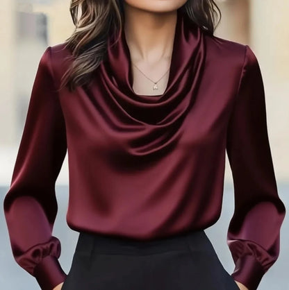 Women's Satin Cowl Neck Blouse