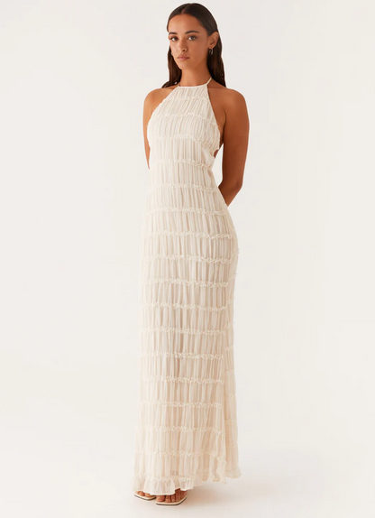 Women's Fitted Halter Maxi Dress
