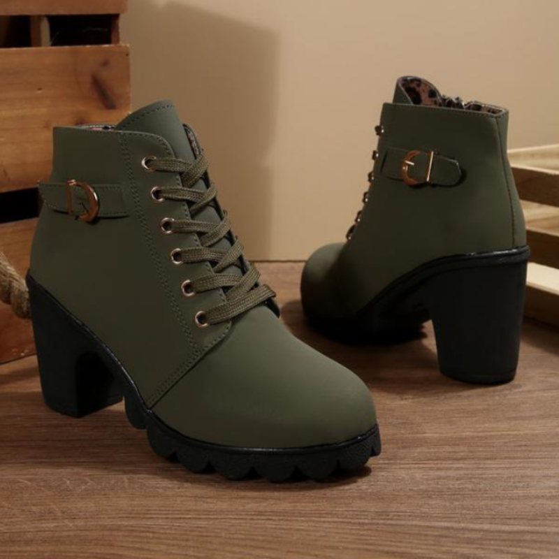 Women's Chunky Ankle Boots Lace-Up
