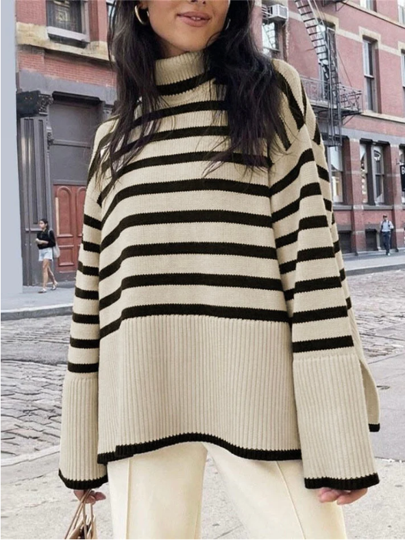 Women's Striped Turtleneck Sweater