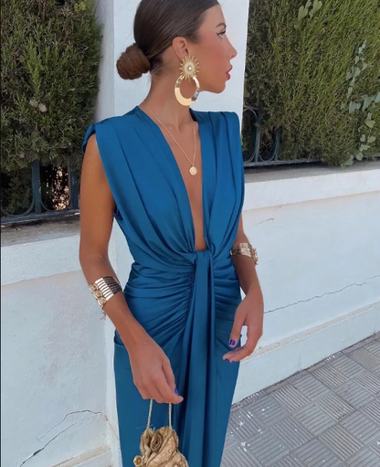 Women's Pleated Maxi Dress Elegant