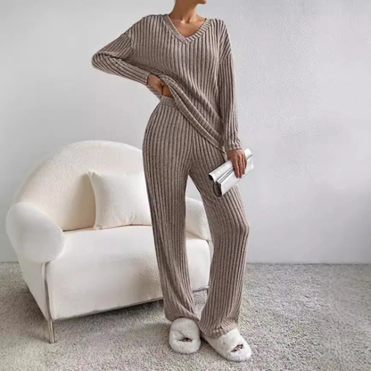 Women's V-Neck Knit Two-Piece Set