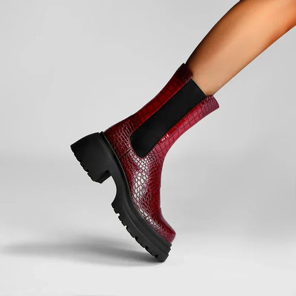 Women's Textured Boots Elastic Panel Style