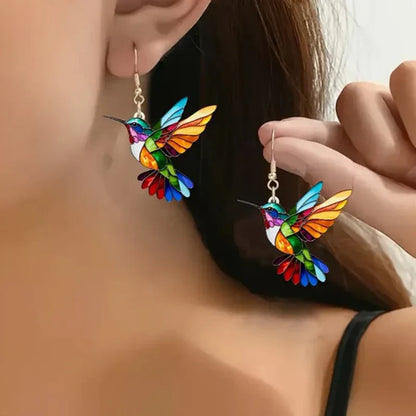 Hummingbird Glass Drop Earrings