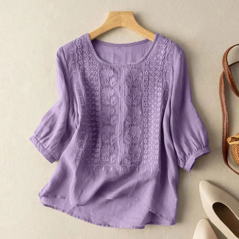 Abigail | Women Embroidered Round Neck Blouse