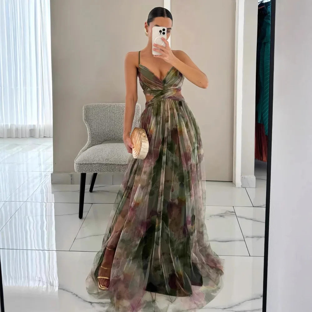Women's Formal Floral Dress Sleeveless Cutout